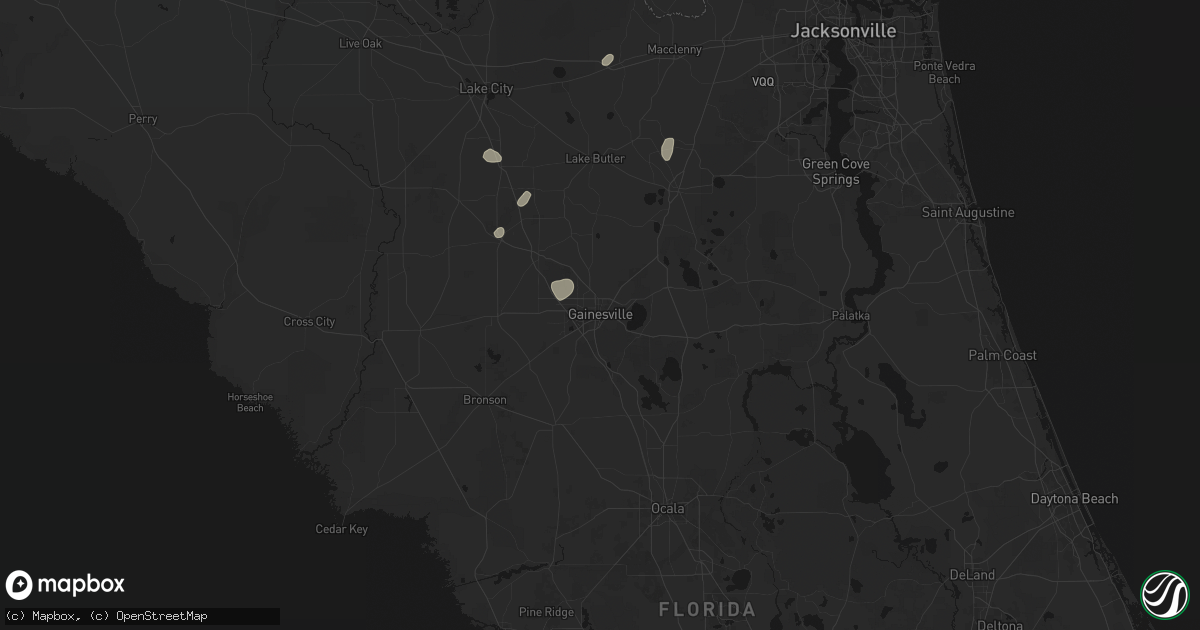 Hail map in Gainesville, FL on August 29, 2026
