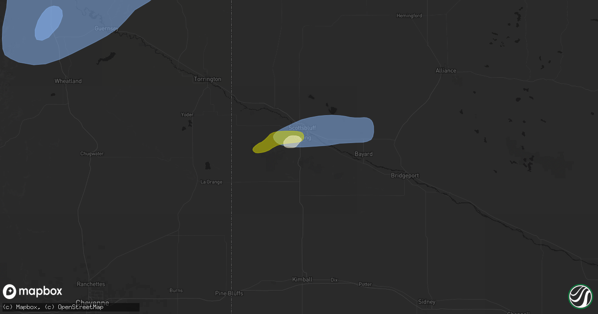 Hail map in Gering, NE on August 29, 2026