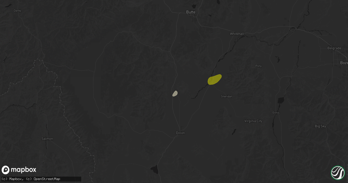 Hail map in Glen, MT on August 29, 2026