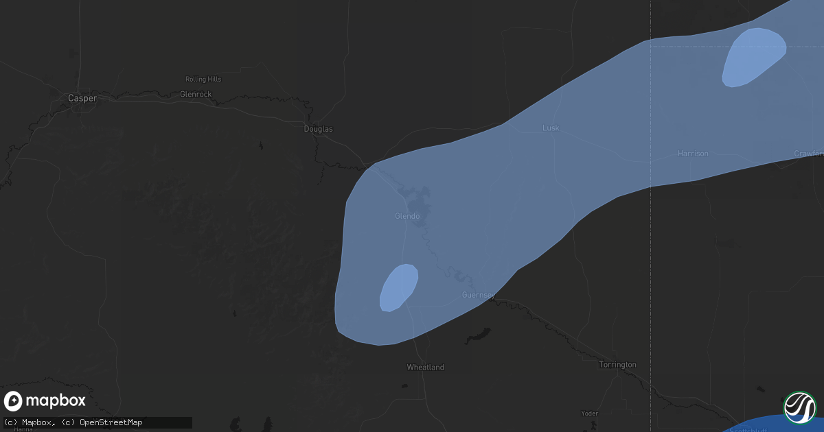 Hail map in Glendo, WY on August 29, 2026