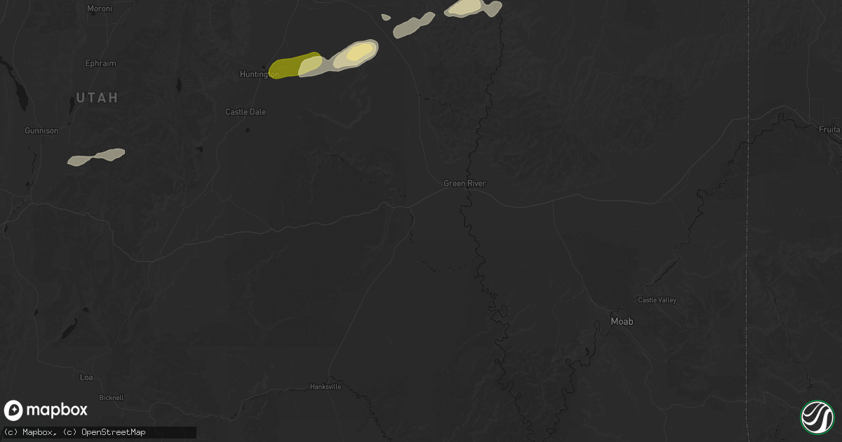 Hail map in Green River, UT on August 29, 2026