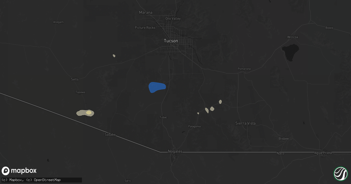 Hail map in Green Valley, AZ on August 29, 2026