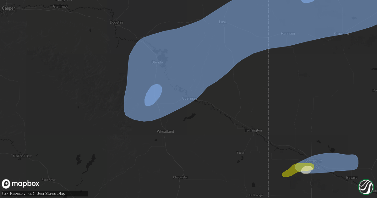 Hail map in Guernsey, WY on August 29, 2026