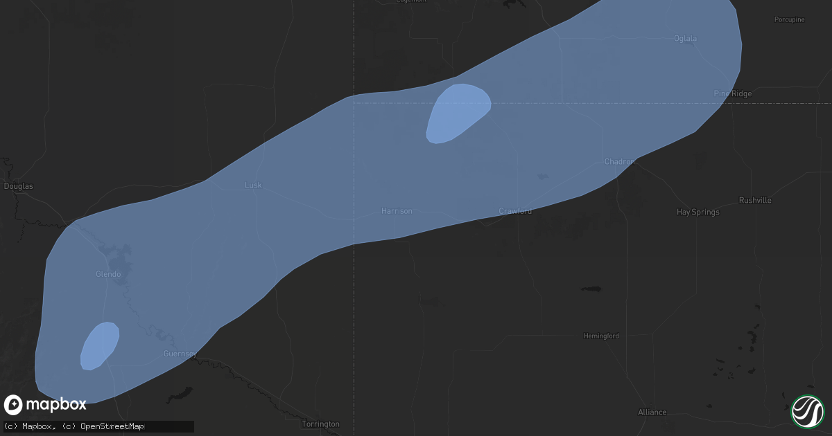 Hail map in Harrison, NE on August 29, 2026