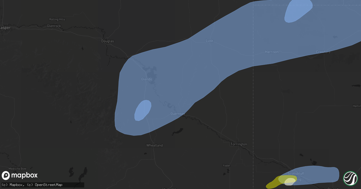 Hail map in Hartville, WY on August 29, 2026