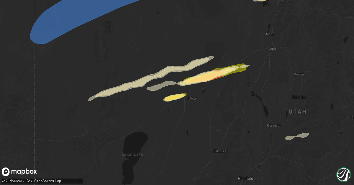 Hail map in Hinckley, UT on August 29, 2026