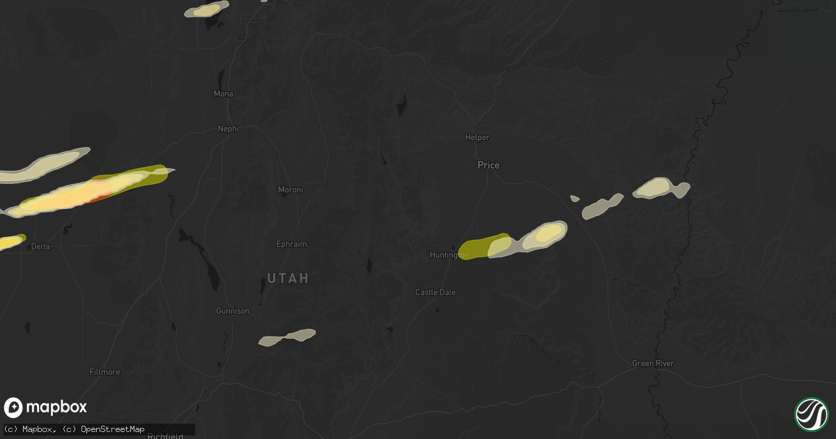 Hail map in Huntington, UT on August 29, 2026