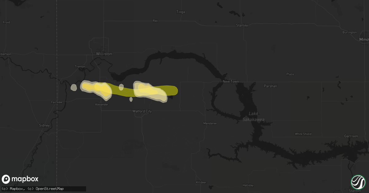 Hail map in Keene, ND on August 29, 2026