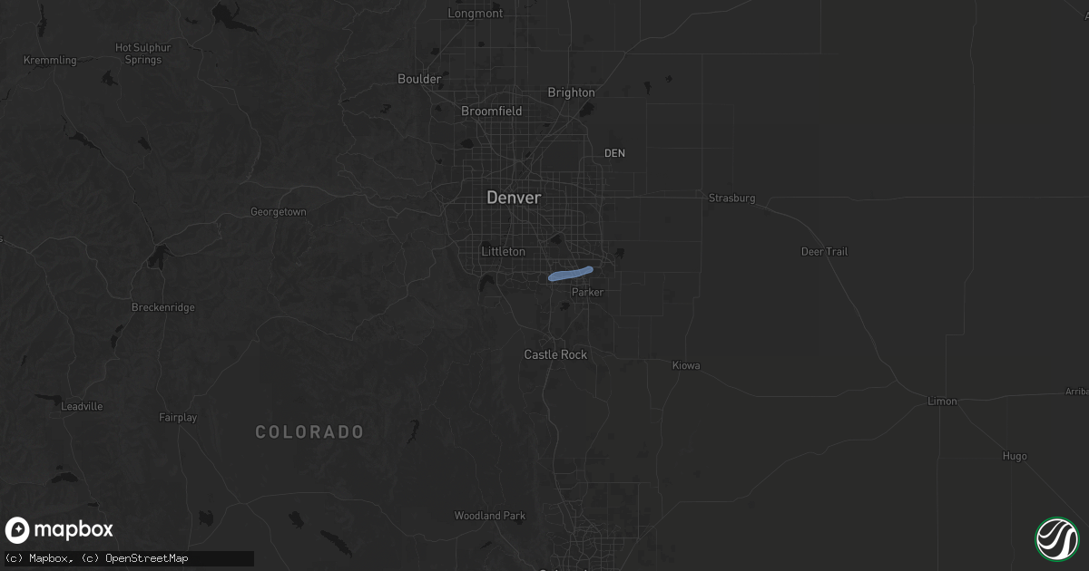 Hail map in Lone Tree, CO on August 29, 2026