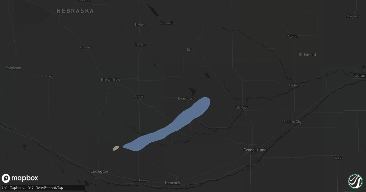 Hail map in Loup City, NE on August 29, 2026