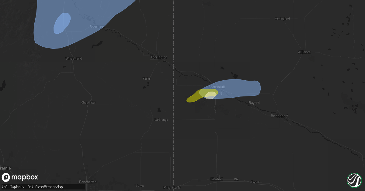 Hail map in Lyman, NE on August 29, 2026