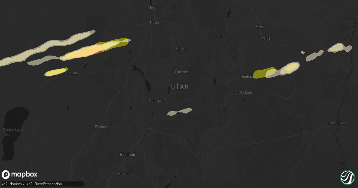 Hail map in Manti, UT on August 29, 2026