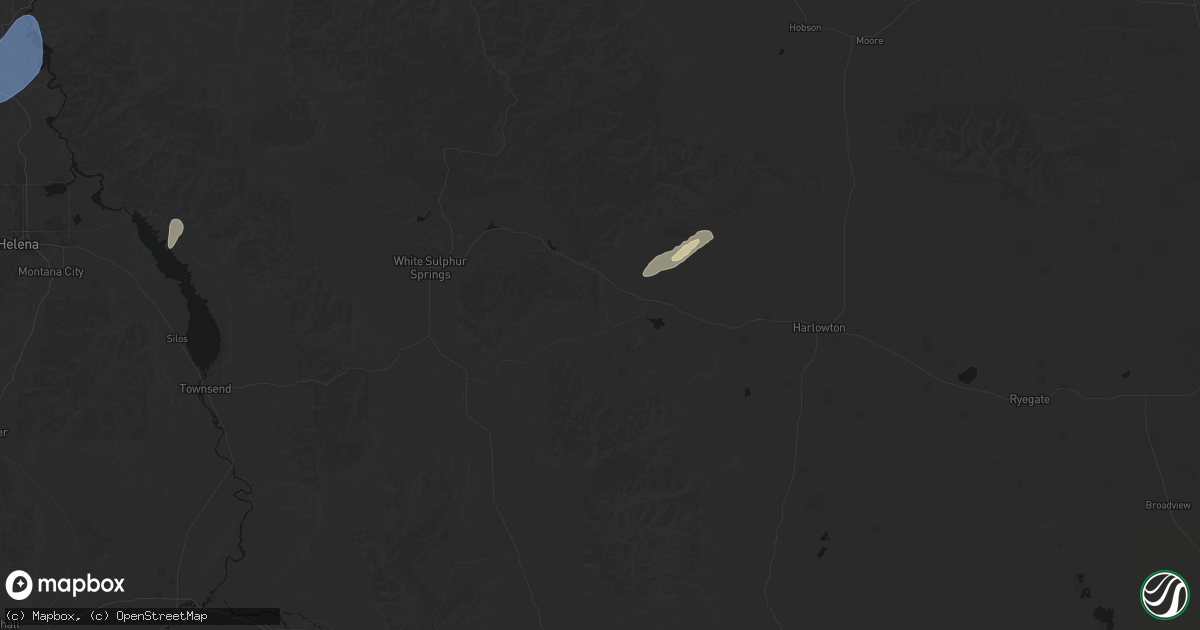 Hail map in Martinsdale, MT on August 29, 2026