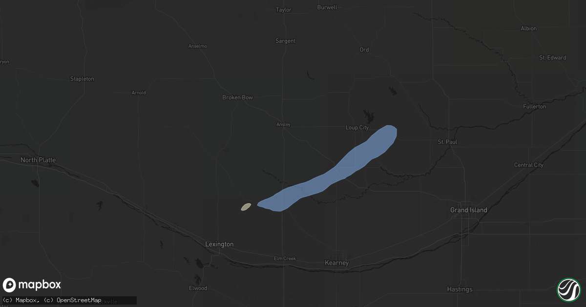 Hail map in Mason City, NE on August 29, 2026