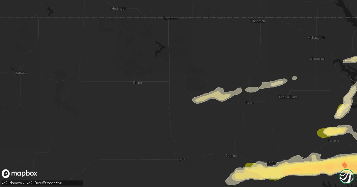 Hail map in Meadow, SD on August 29, 2026
