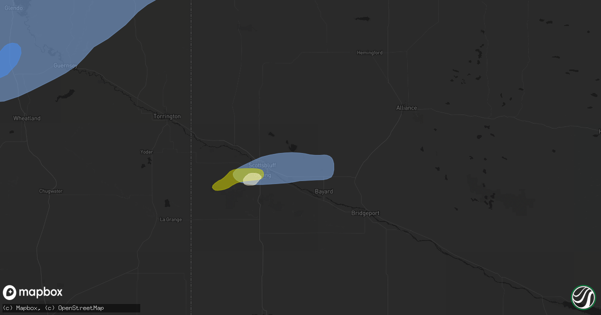 Hail map in Minatare, NE on August 29, 2026