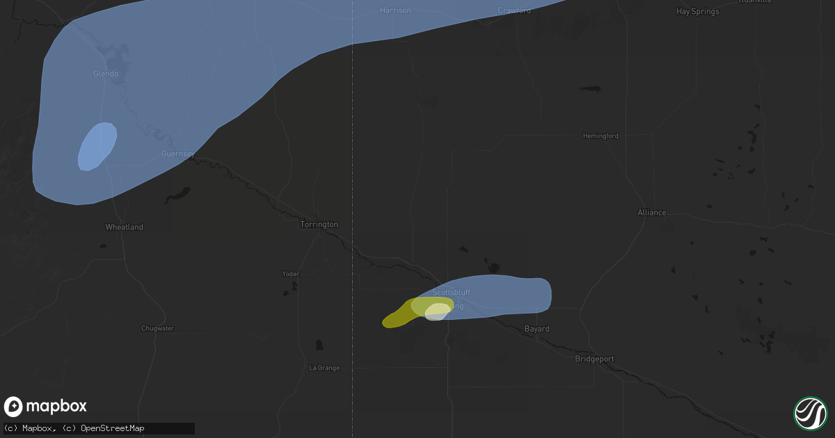Hail map in Mitchell, NE on August 29, 2026
