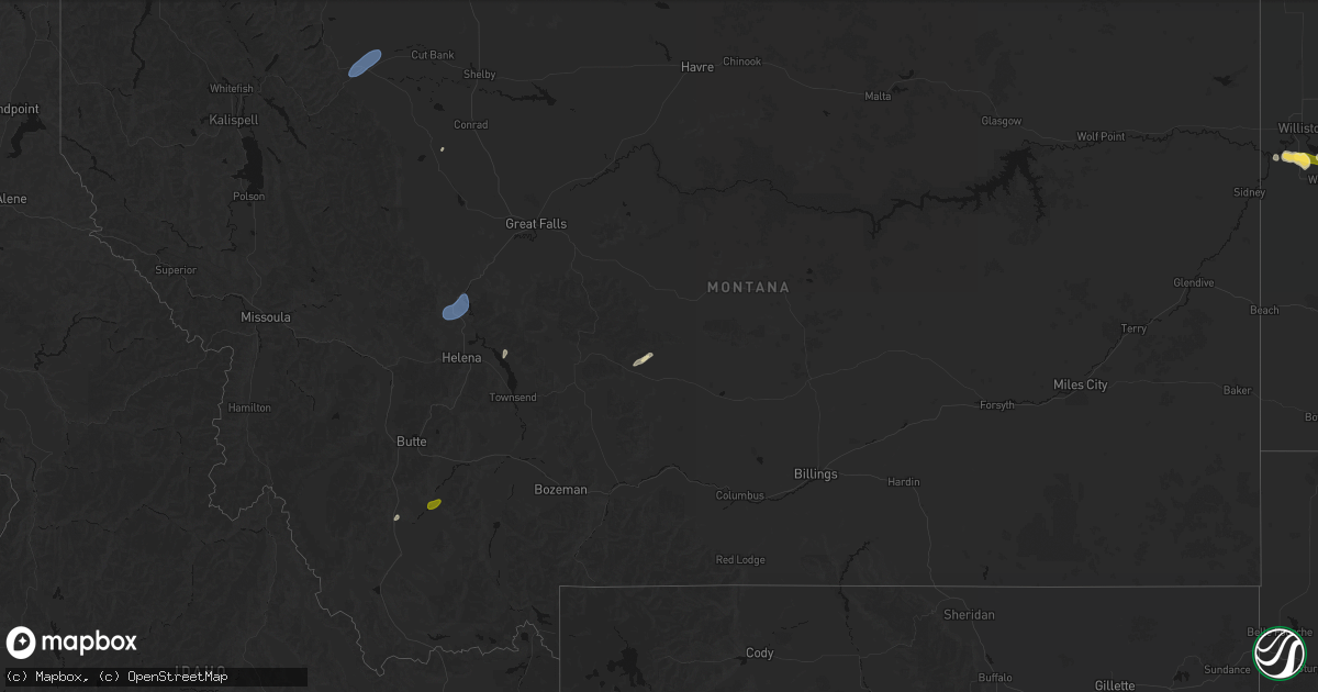 Hail map in Montana on August 29, 2026