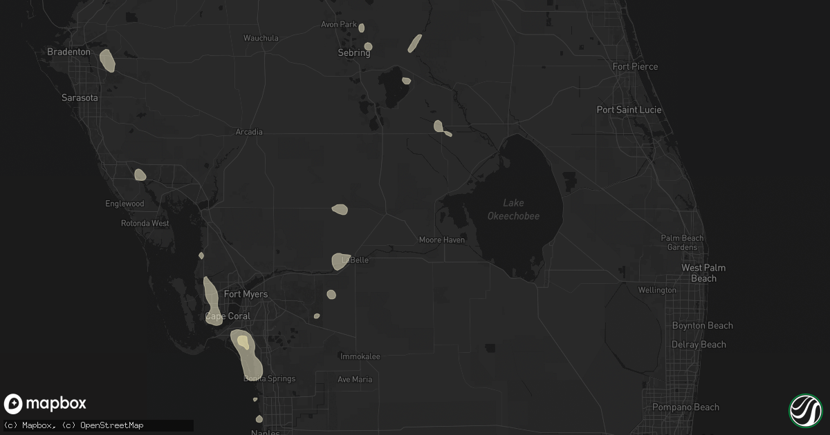 Hail map in Moore Haven, FL on August 29, 2026