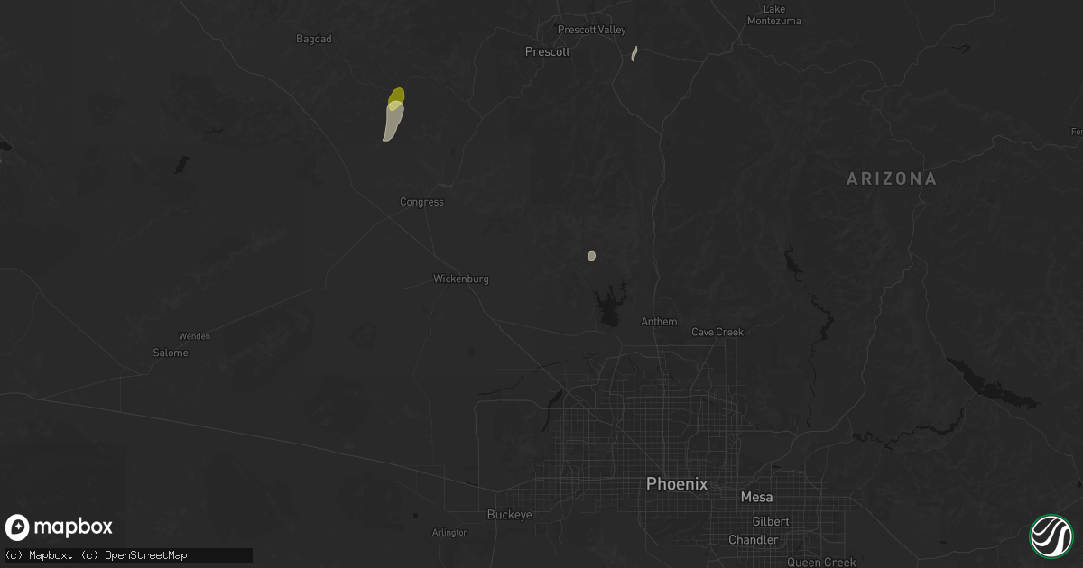 Hail map in Morristown, AZ on August 29, 2026