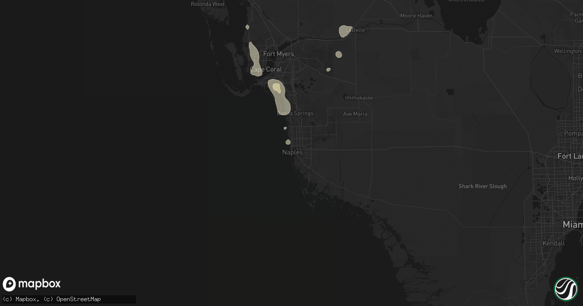 Hail map in Naples, FL on August 29, 2026