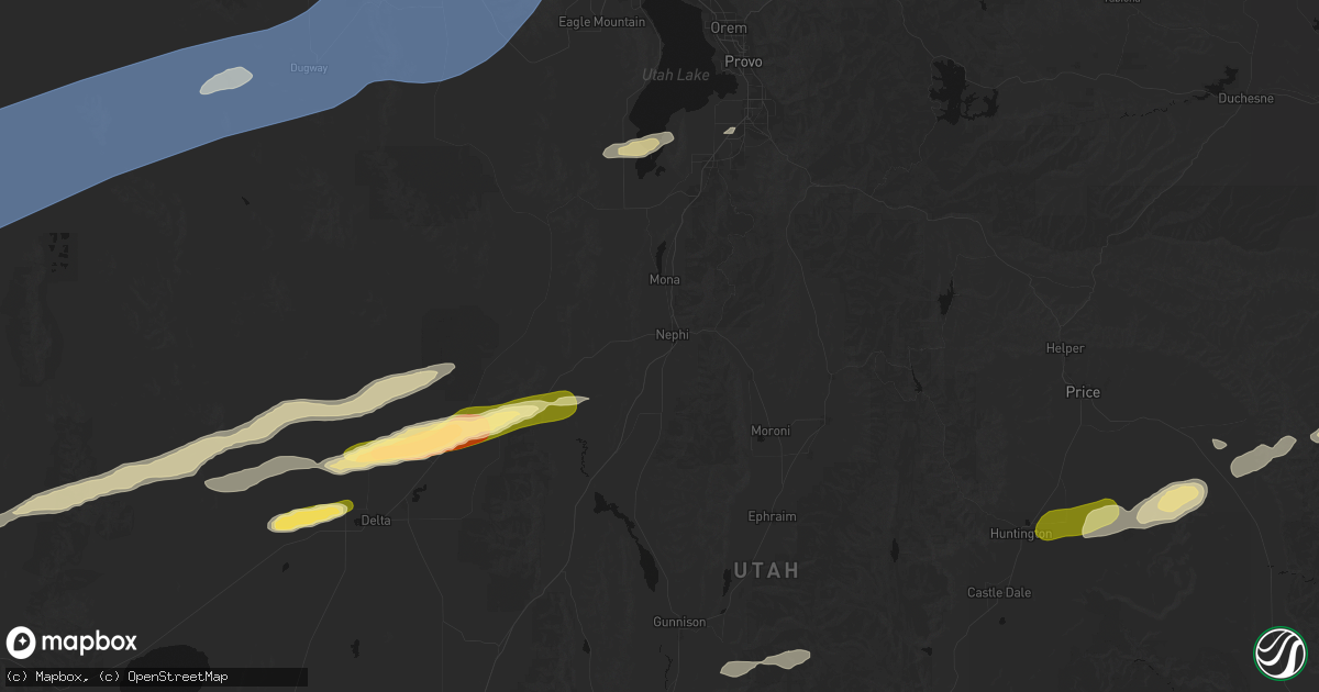Hail map in Nephi, UT on August 29, 2026