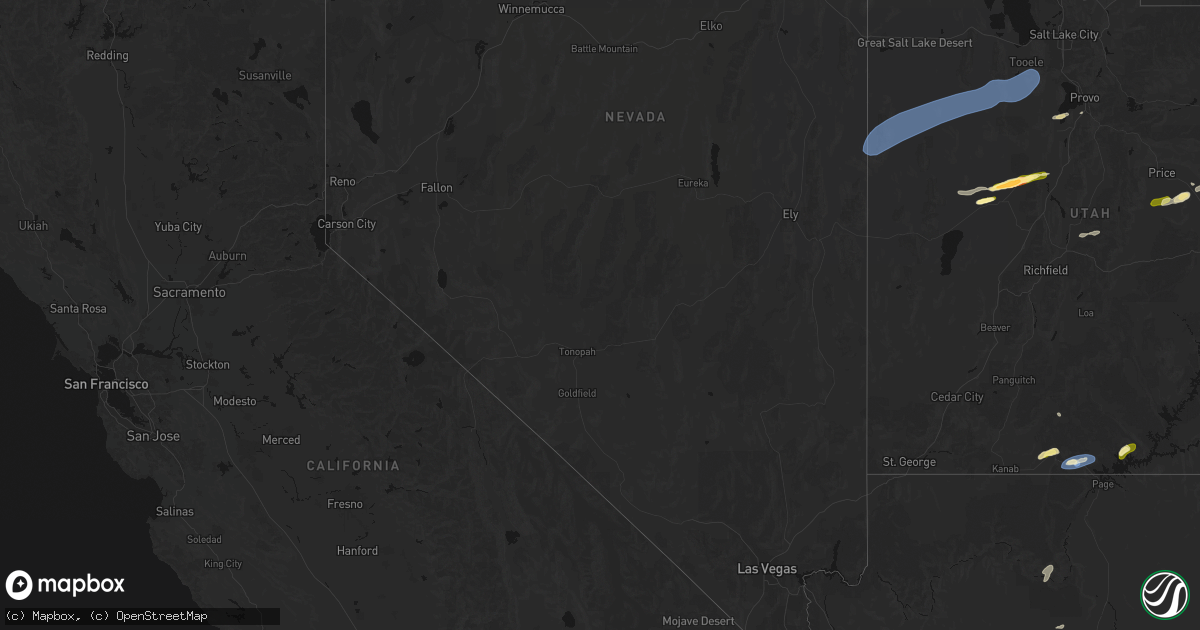 Hail map in Nevada on August 29, 2026