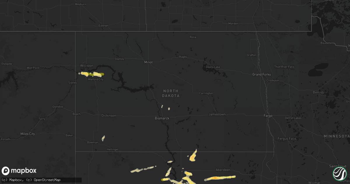 Hail map in North Dakota on August 29, 2026