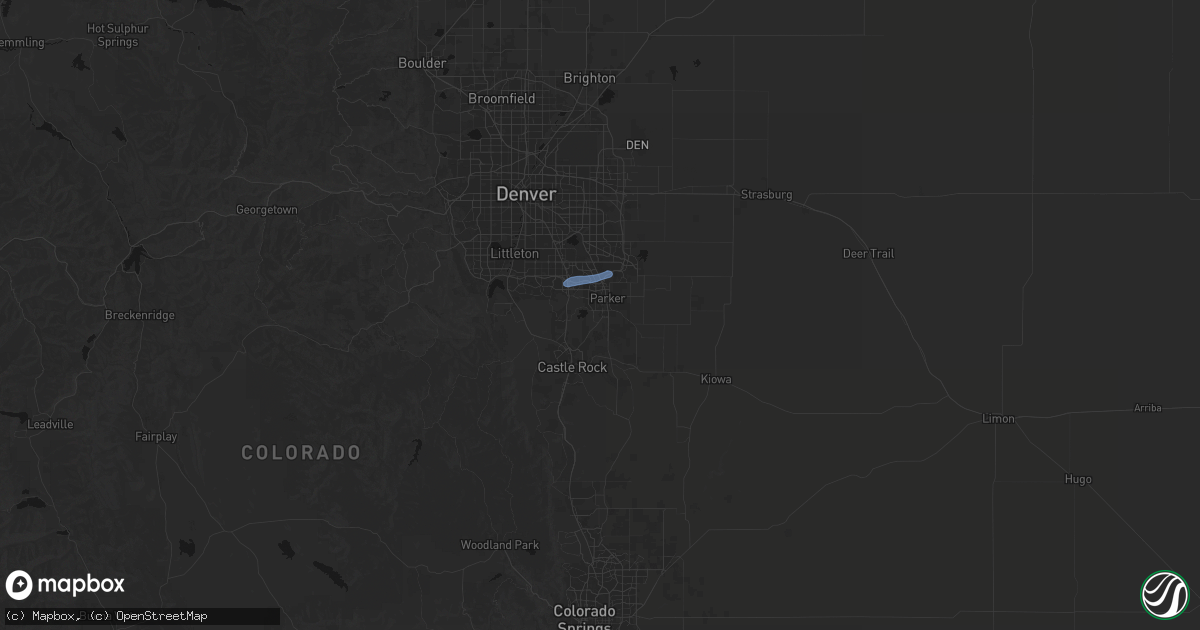 Hail map in Parker, CO on August 29, 2026