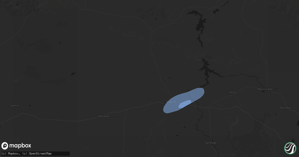 Hail map in Rawlins, WY on August 29, 2026
