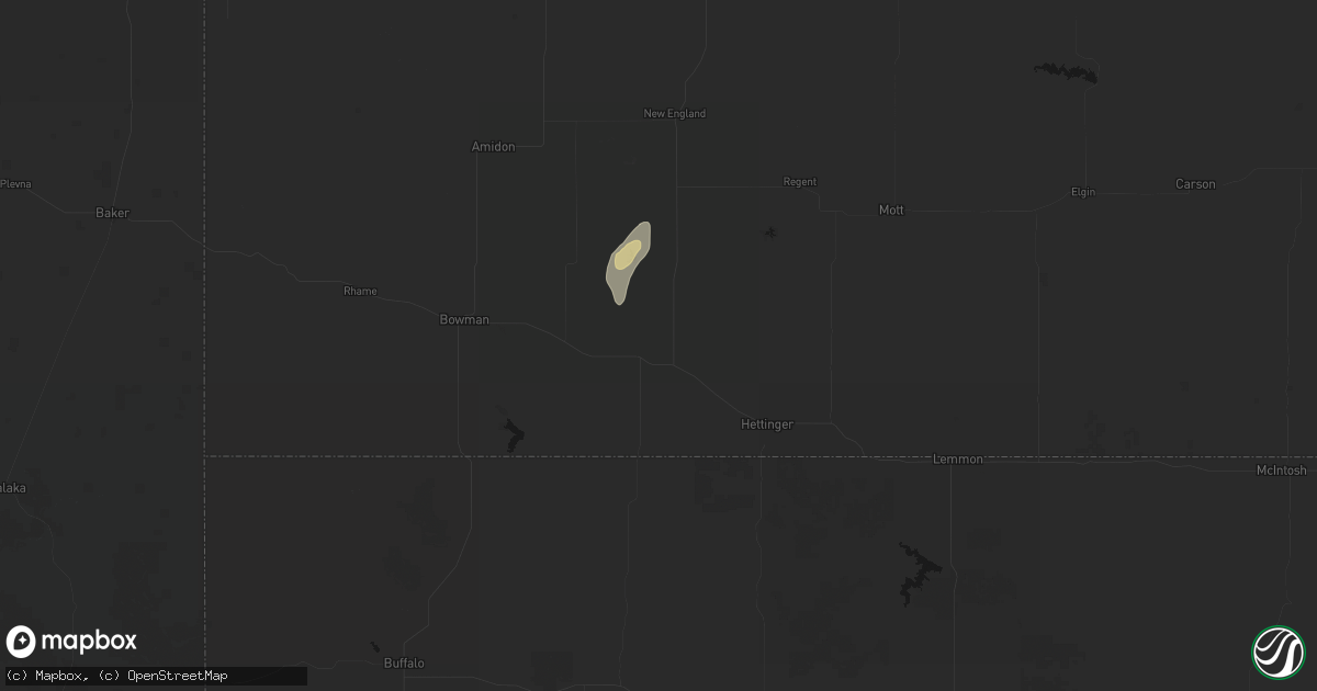 Hail map in Reeder, ND on August 29, 2026