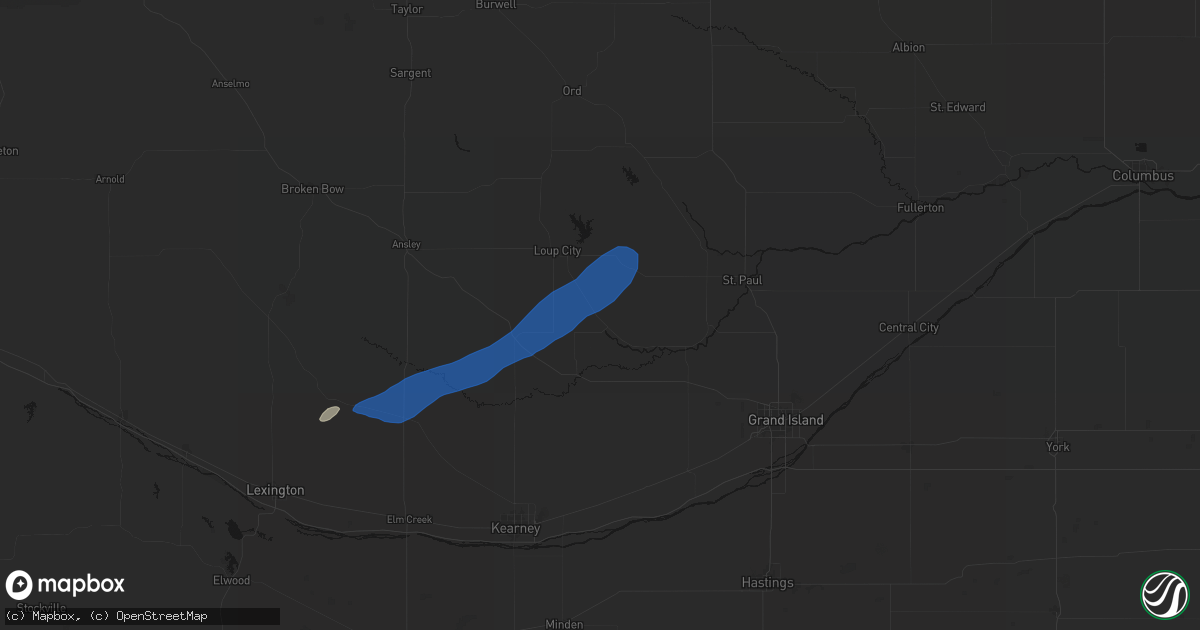 Hail map in Rockville, NE on August 29, 2026