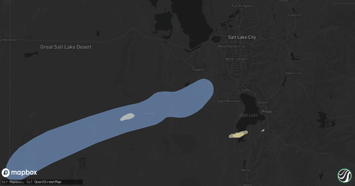 Hail map in Rush Valley, UT on August 29, 2026
