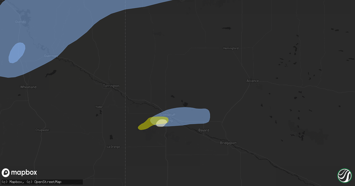 Hail map in Scottsbluff, NE on August 29, 2026
