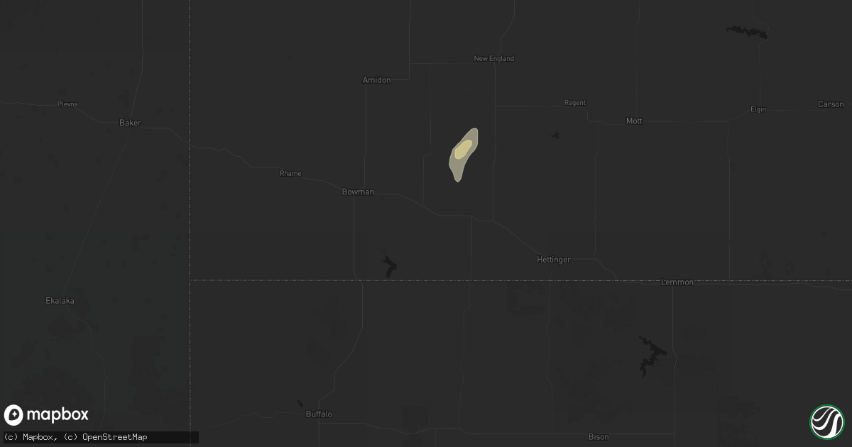 Hail map in Scranton, ND on August 29, 2026
