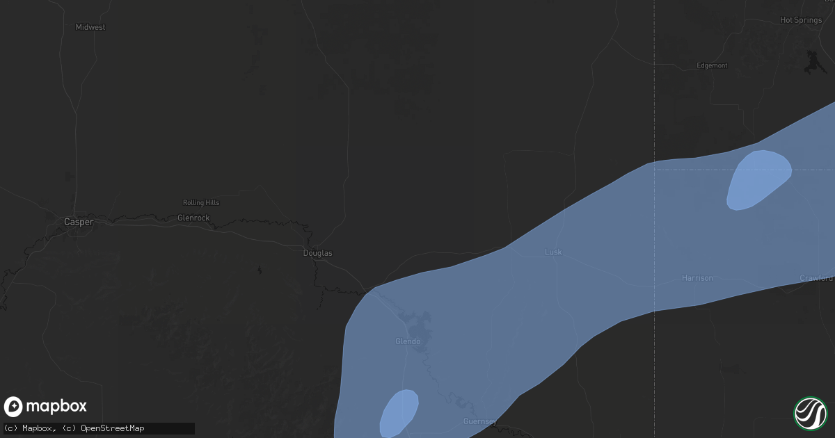 Hail map in Shawnee, WY on August 29, 2026