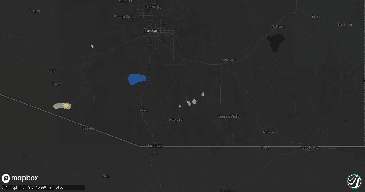 Hail map in Sonoita, AZ on August 29, 2026