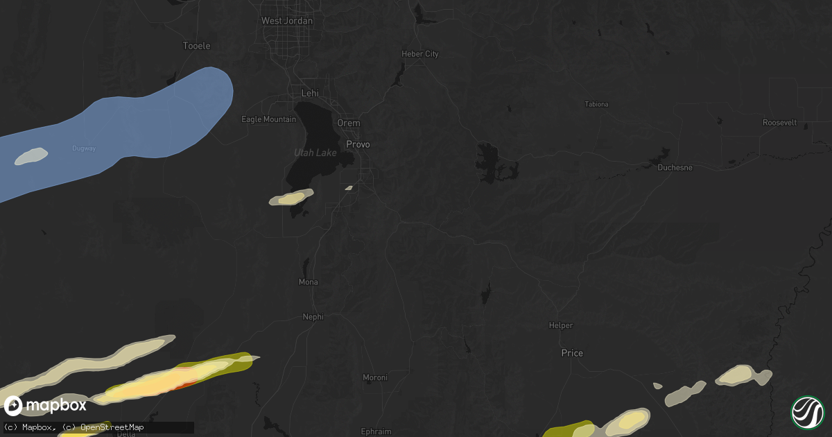 Hail map in Spanish Fork, UT on August 29, 2026
