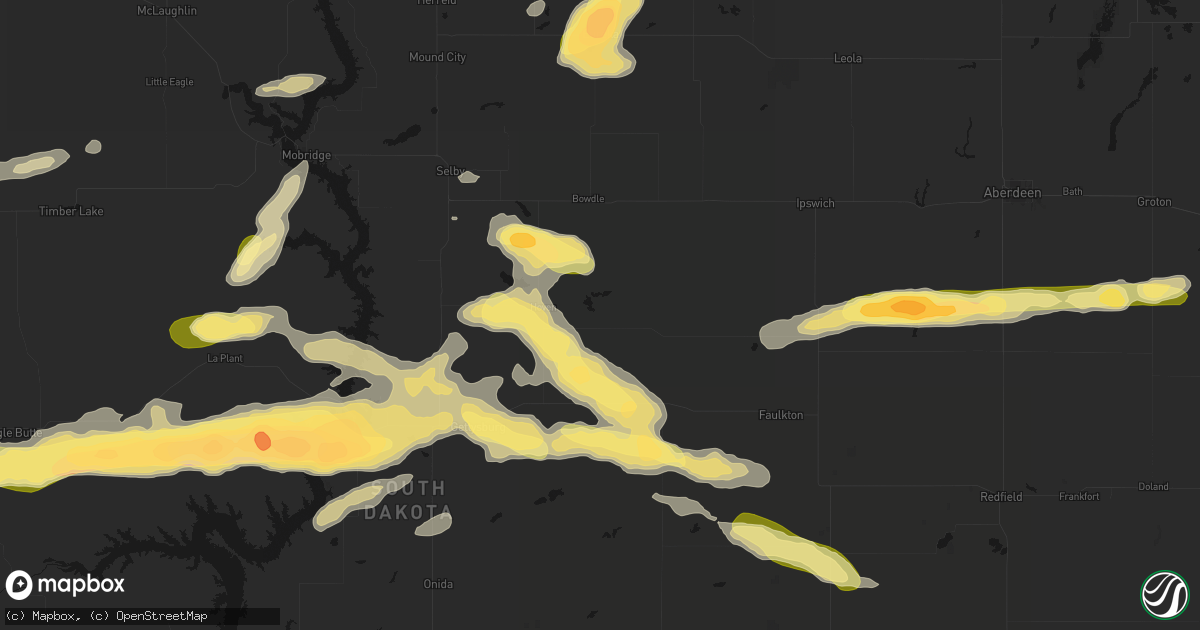 Hail map in Tolstoy, SD on August 29, 2026