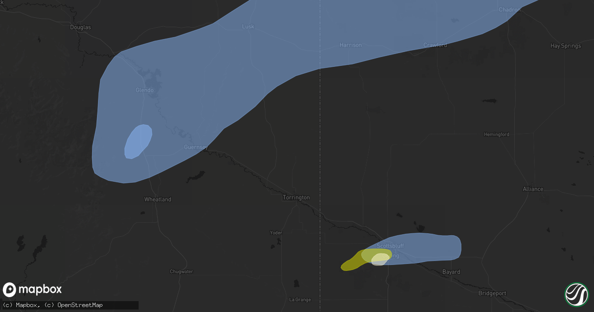 Hail map in Torrington, WY on August 29, 2026
