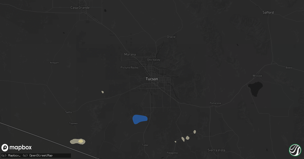 Hail map in Tucson, AZ on August 29, 2026