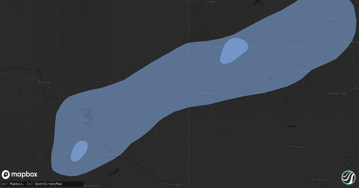 Hail map in Van Tassell, WY on August 29, 2026