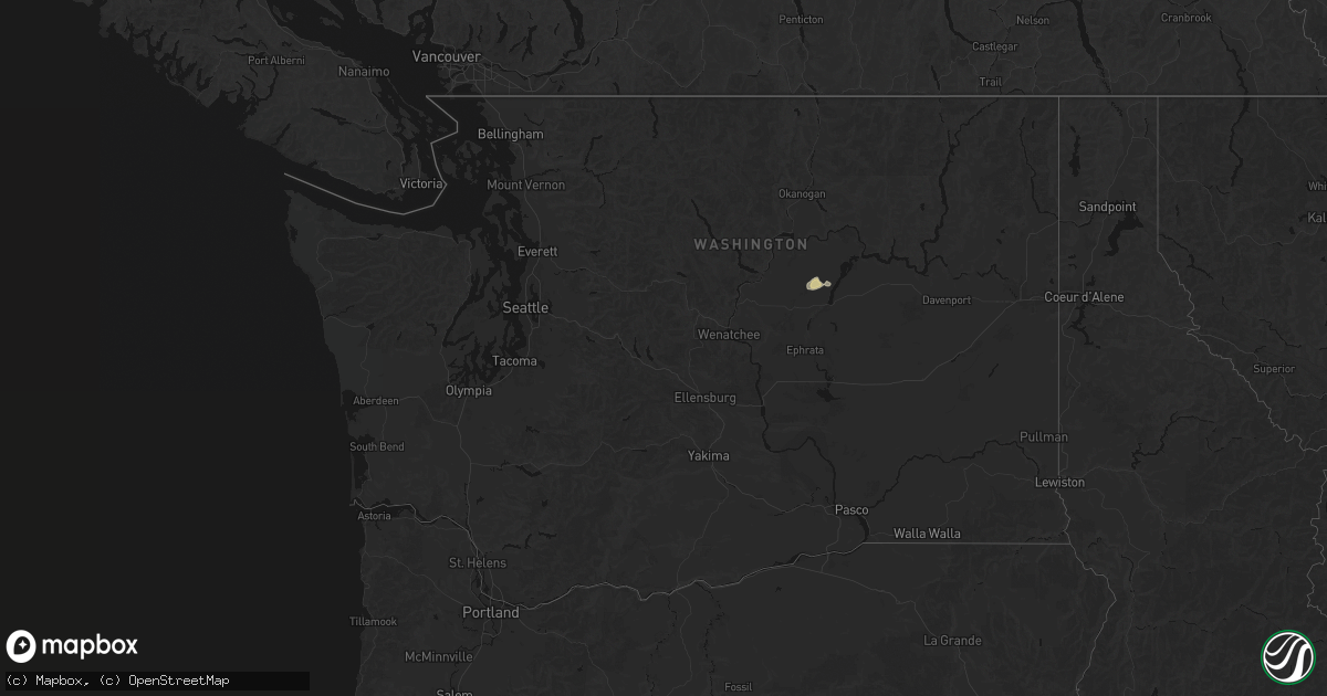 Hail map in Washington on August 29, 2026