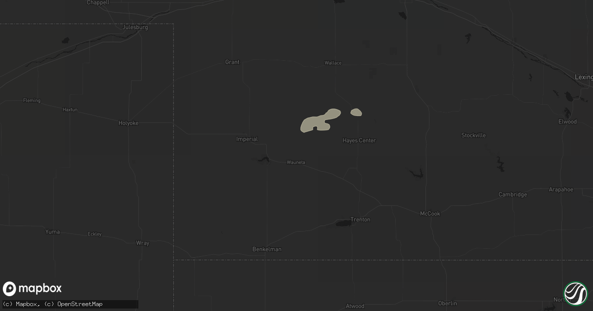 Hail map in Wauneta, NE on August 29, 2026