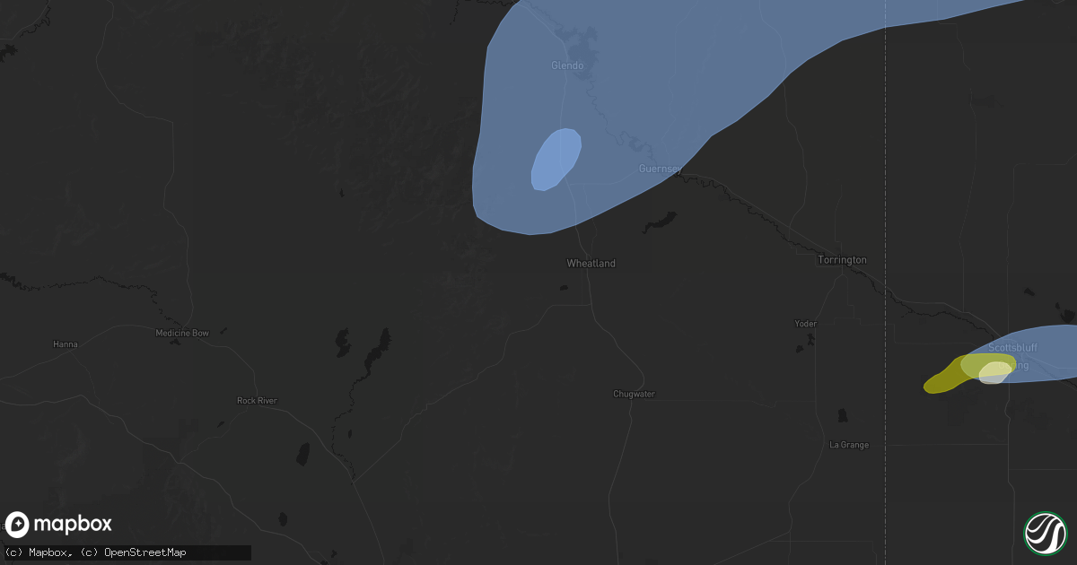 Hail map in Wheatland, WY on August 29, 2026