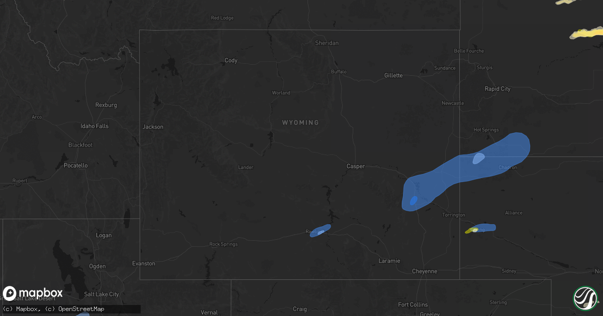 Hail map in Wyoming on August 29, 2026