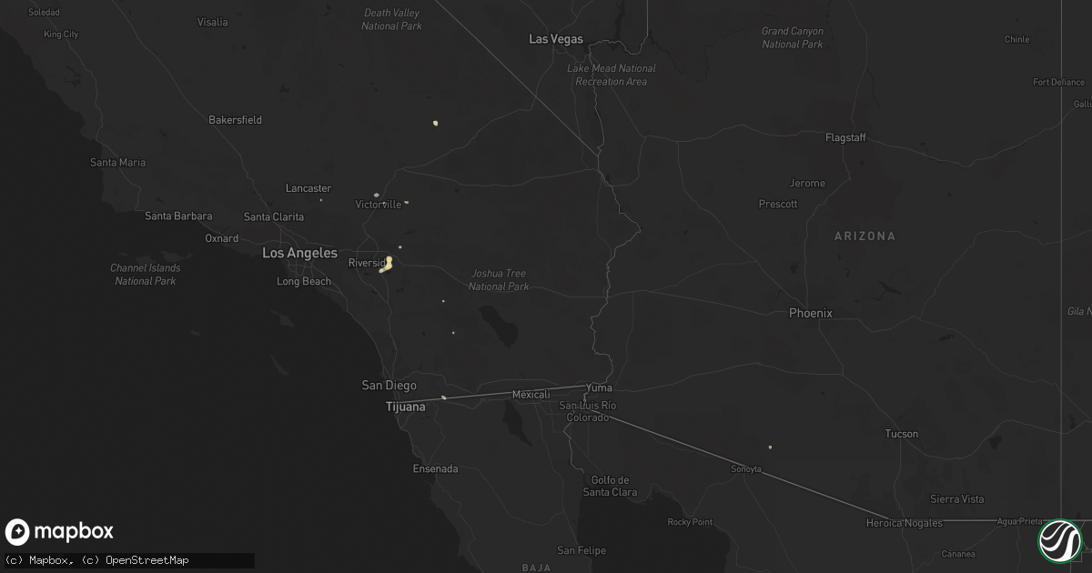Hail map in California on August 30, 2012