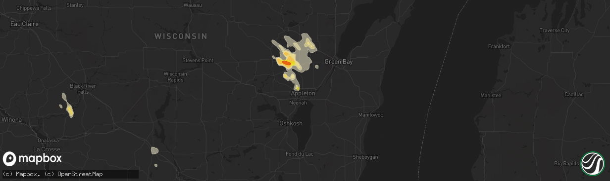 Hail map in Appleton, WI on August 30, 2017