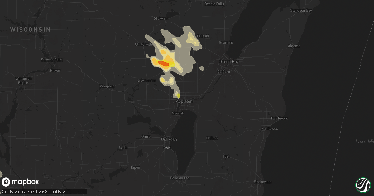 Hail map in Appleton, WI on August 30, 2017