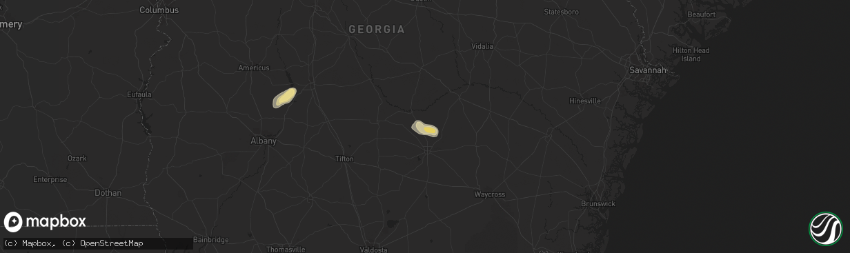 Hail map in Broxton, GA on August 30, 2017